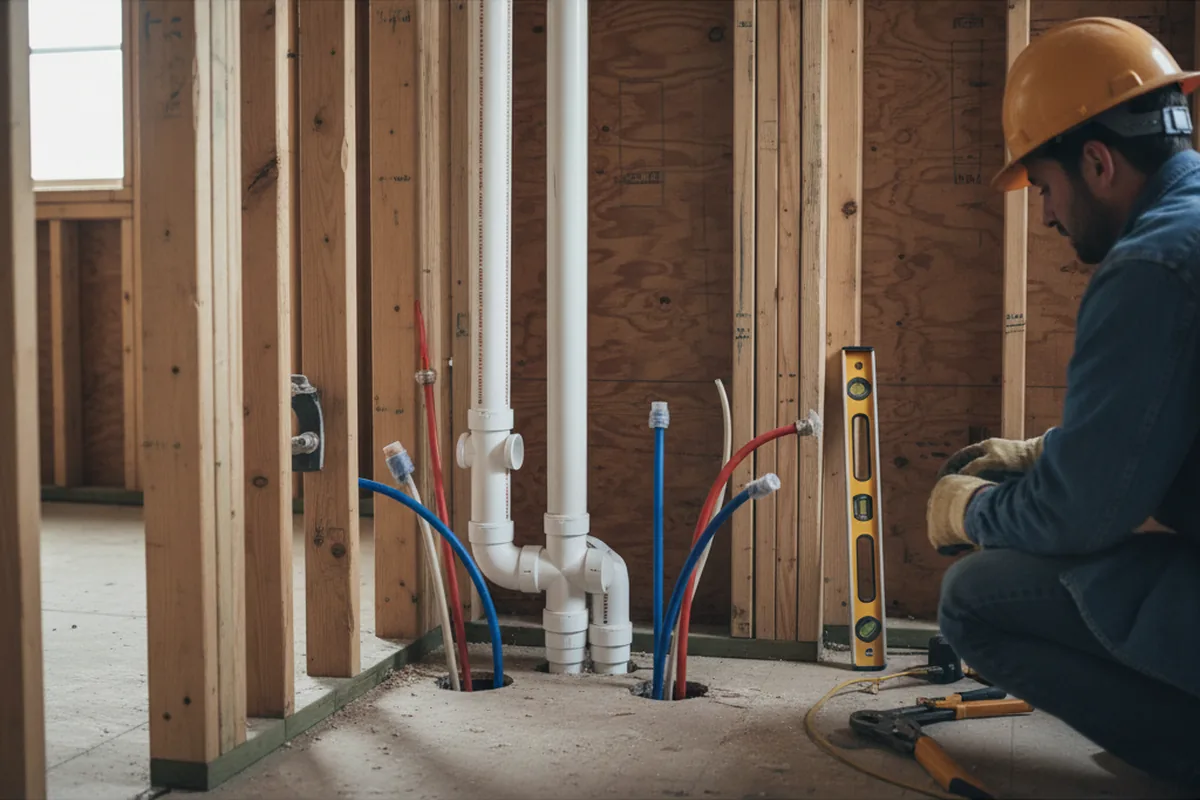 Drain and supply rough-in during Leak Detection in Tom Bean
